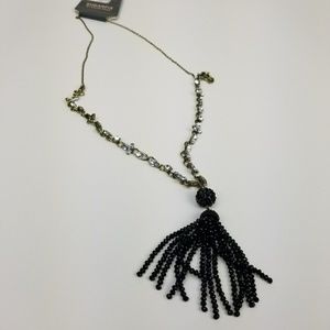 Crystal beaded tassel necklace